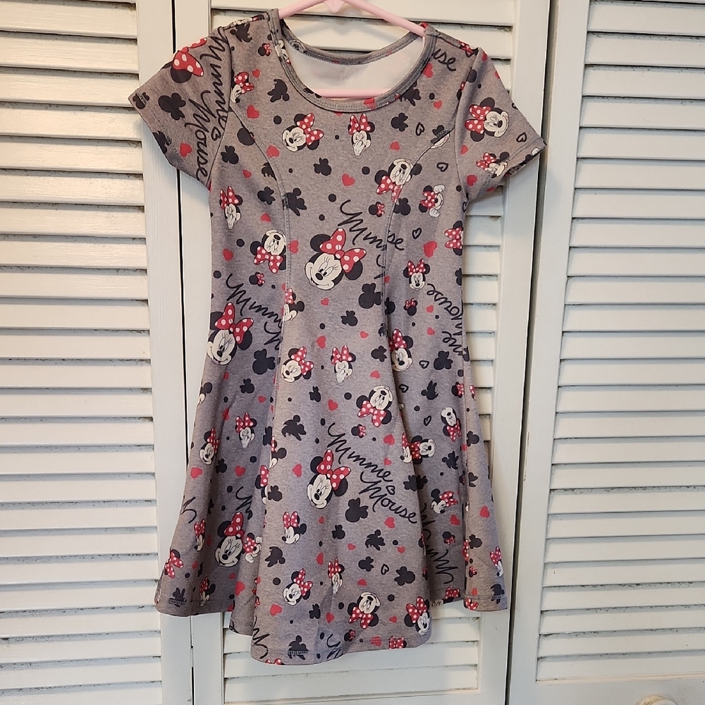 Disney Minnie Mouse Kids Dress in Gray and Red